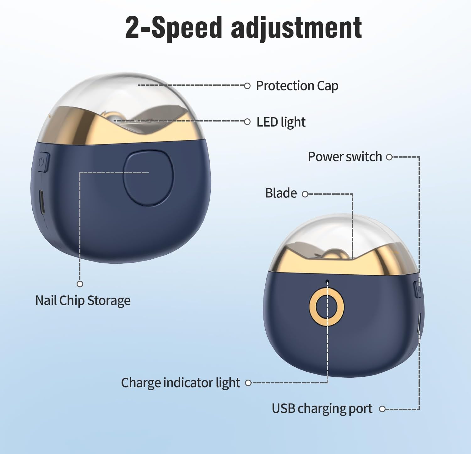 USB Rechargeable Automatic Nail Clipper with LED & 2 Speeds USB Rechargeable Automatic Nail Clipper with LED & 2 Speeds