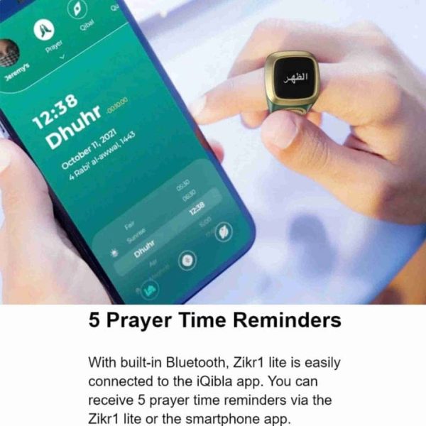 iQibla Zikr lite Smart Ring Tasbih – Electronic Zikr Counter Tasbeeh – Bluetooth & Waterproof